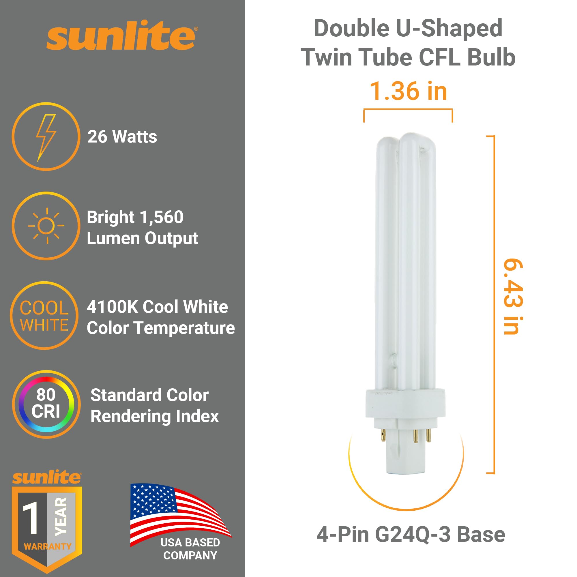 Sunlite 4100K cool white light for crisp, productive spaces.
