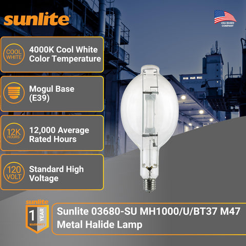 Sunlite MH1000U BT37 with mogul E39 base is ideal for street fixtures.
