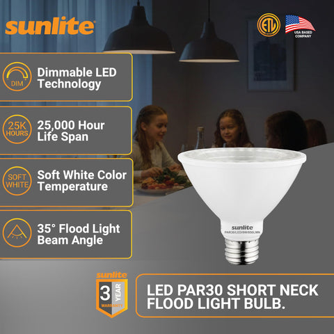 Sunlite par30 warm white 2700K enhances cozy rooms and kitchens