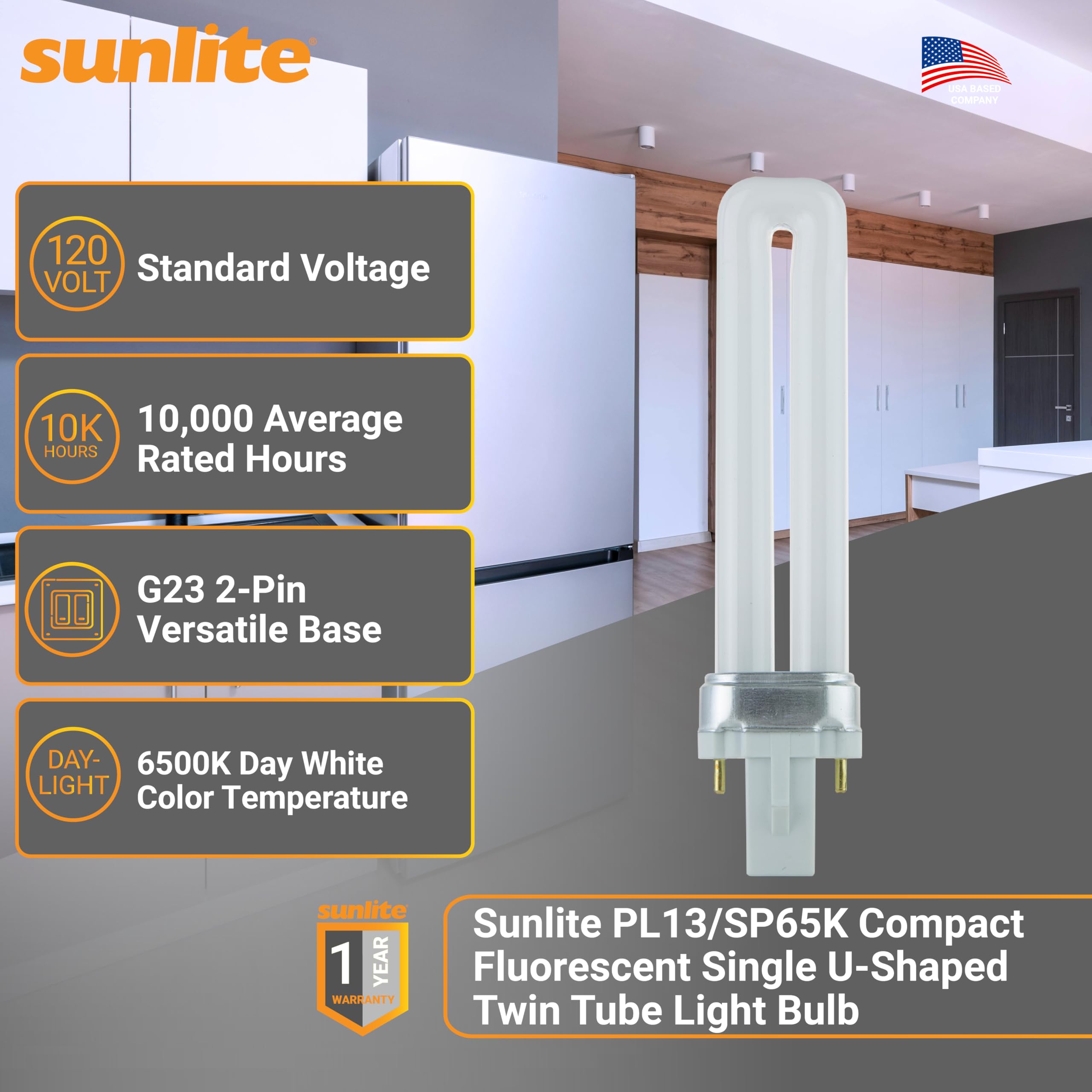 Sunlite PL13 SP65K packaging highlights energy efficiency and 10-pack value.