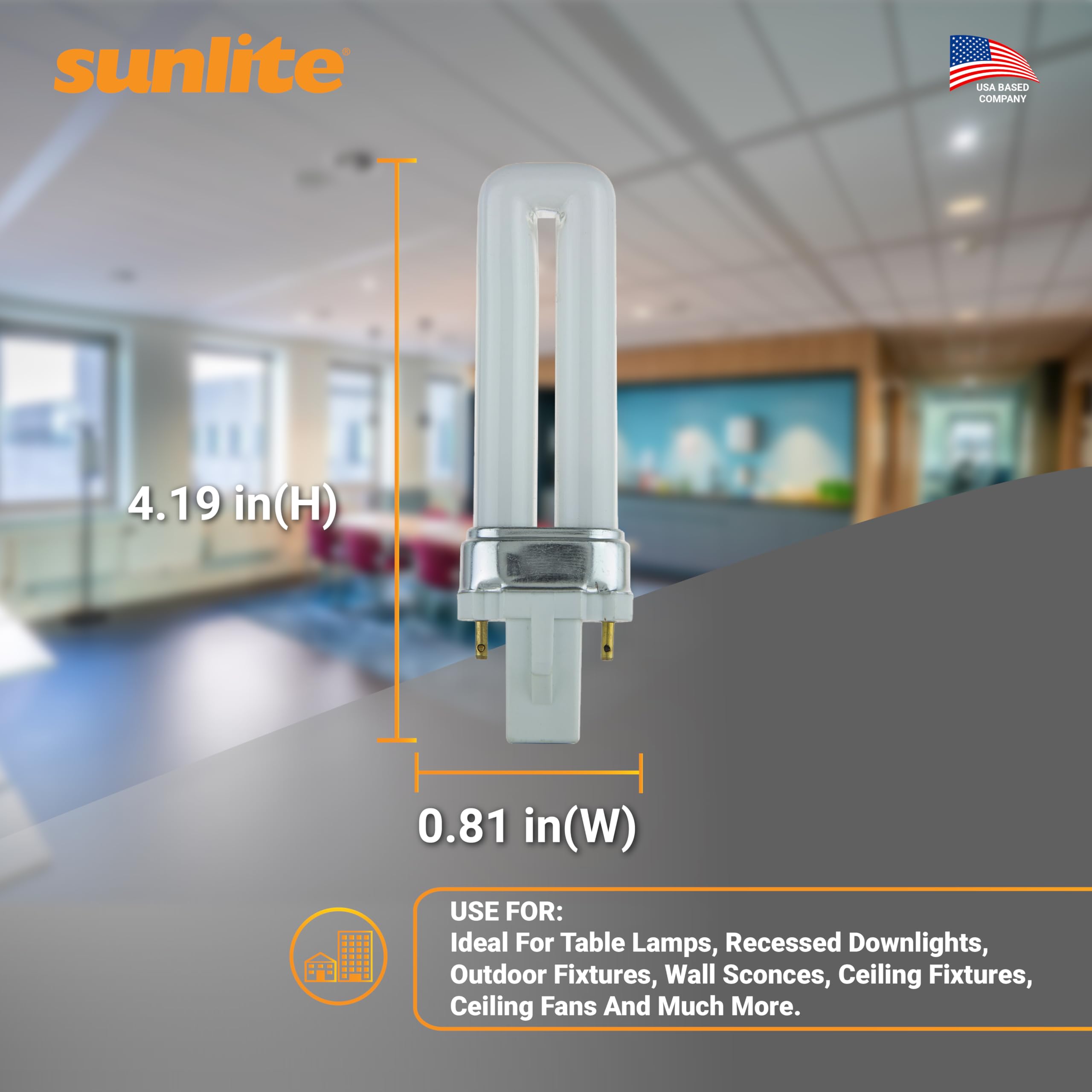 Sunlite PL7/SP27K 7W 360-lumen CFL for energy-efficient brightness