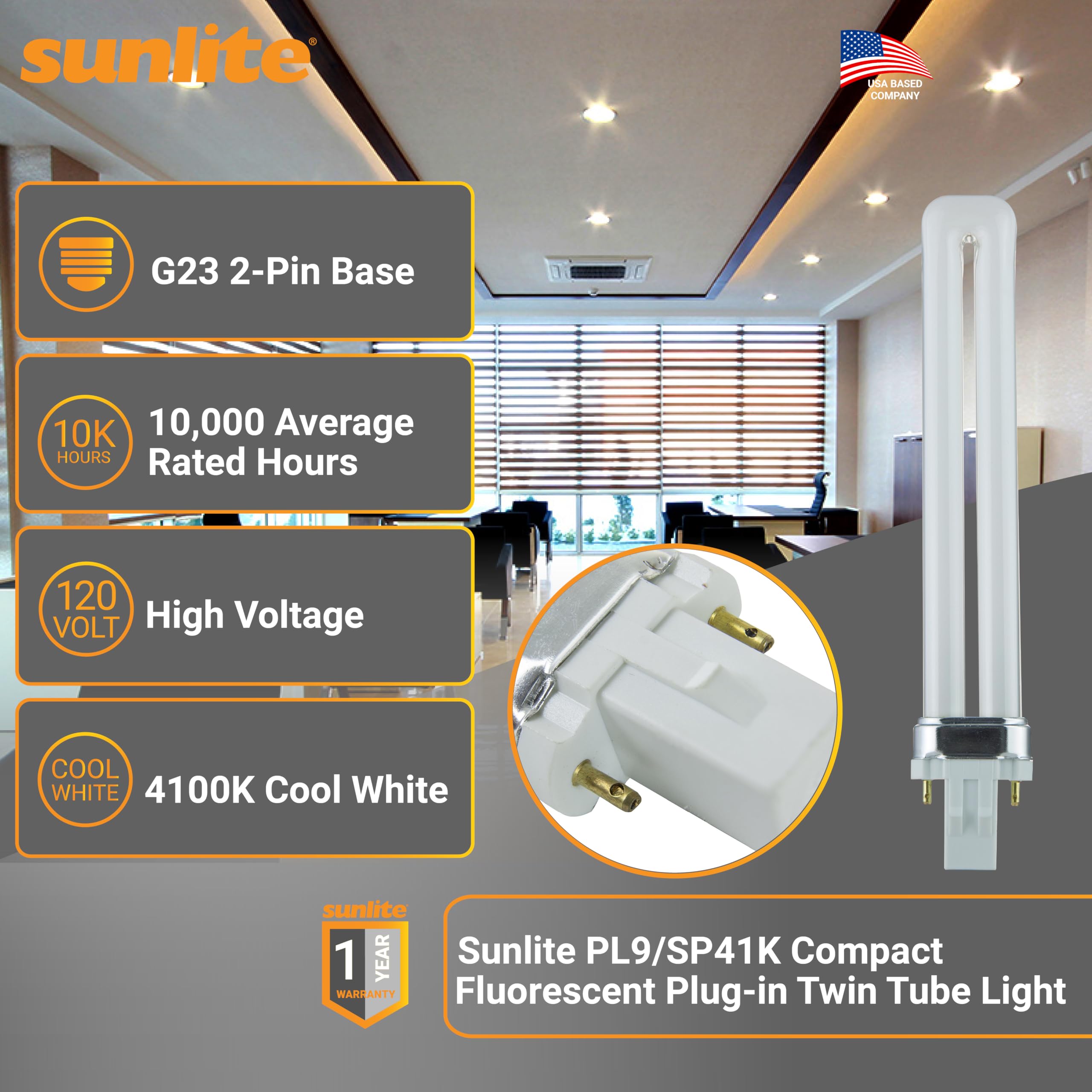 Sunlite PL9 SP41K 9W compact chassis enables space-saving plugin lighting.
