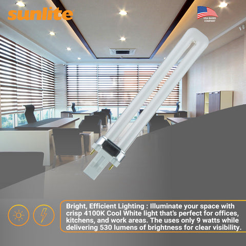 Sunlite PL9 SP41K 9W recessed-downlight suited for ceiling fixtures.