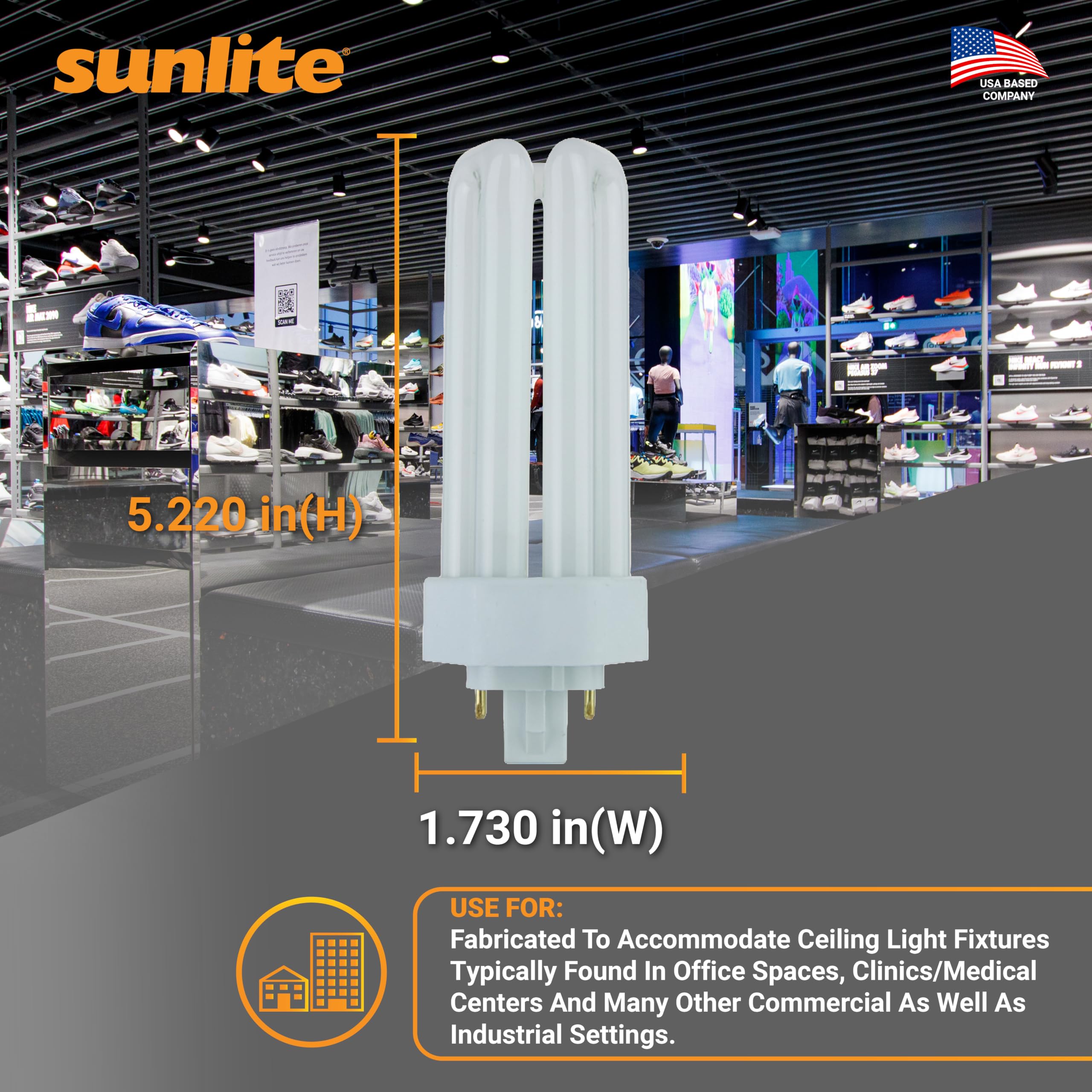 Sunlite PLT26/E/SP daylight 6500K creates crisp, energizing workspaces.
