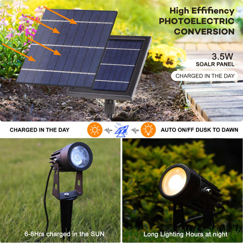 SUNLONG cast aluminium spotlight with warm white glow for landscapes.