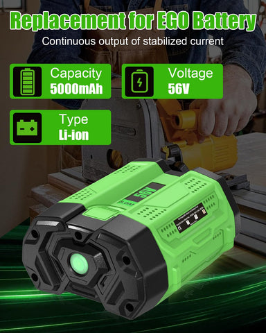 Sunmokite 56V battery side view highlights slim profile for reduced tool bulk.
