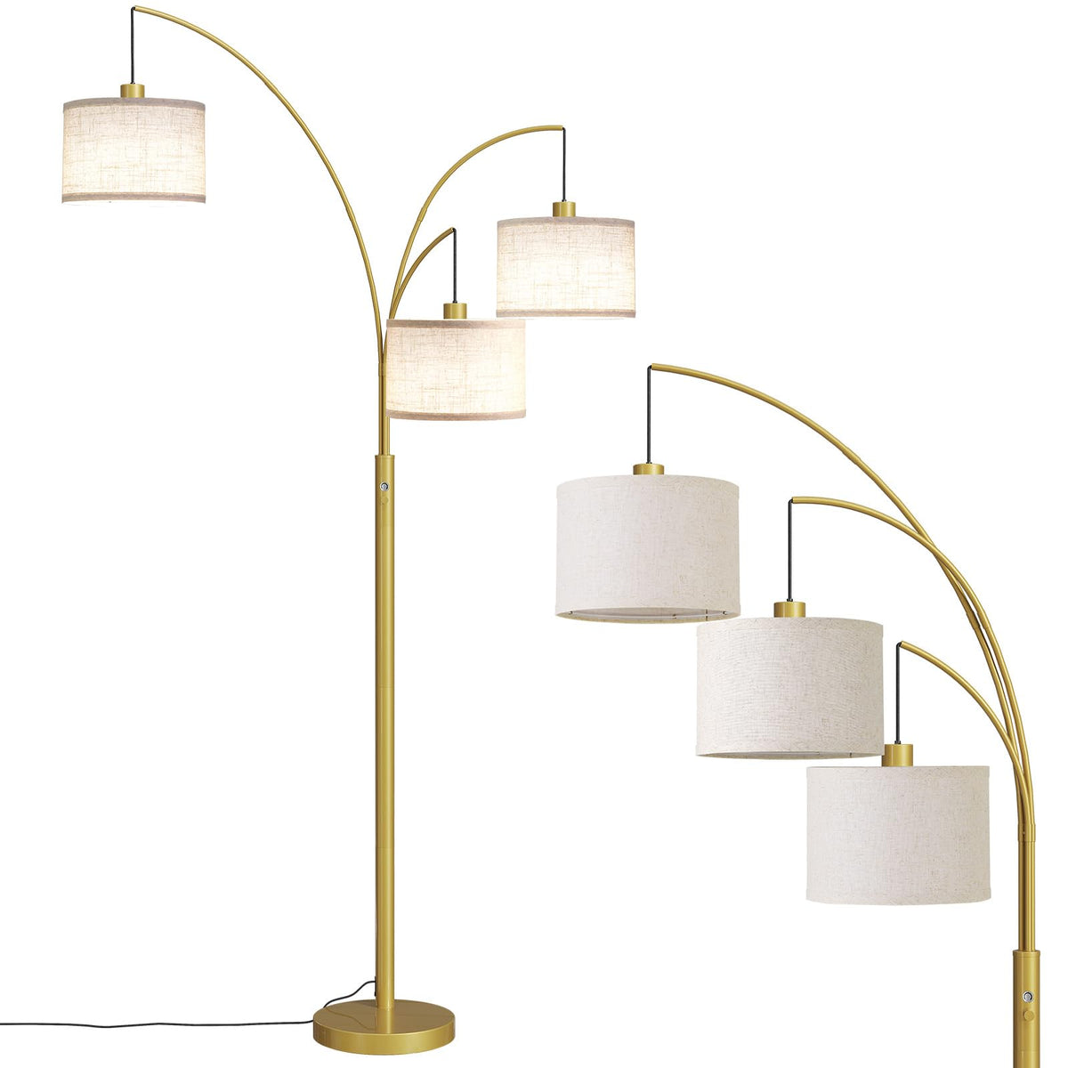 SUNMORY 3-lights arc floor lamp with tall arc for ambient living room lighting.