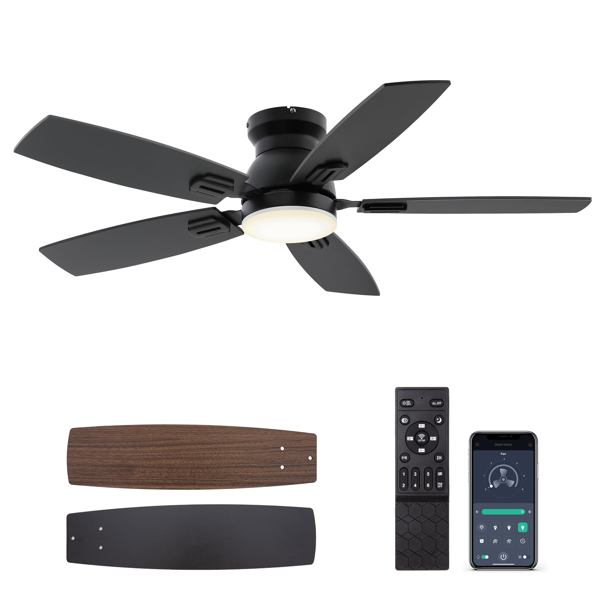 SUNMORY 42-inch fan with two textured blades for stylish airflow in living rooms