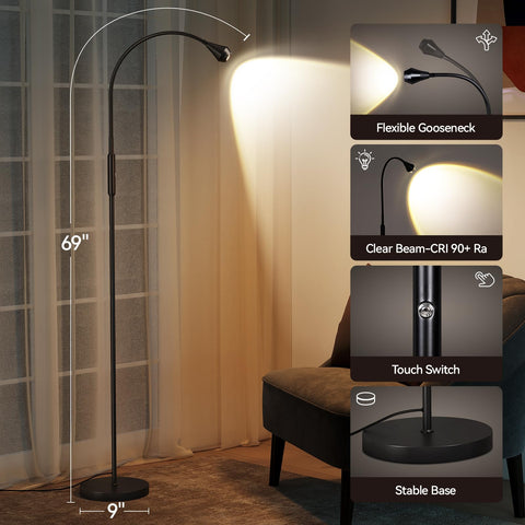 SUNMORY dimmable floor lamp with 10% to 100% brightness for reading or work