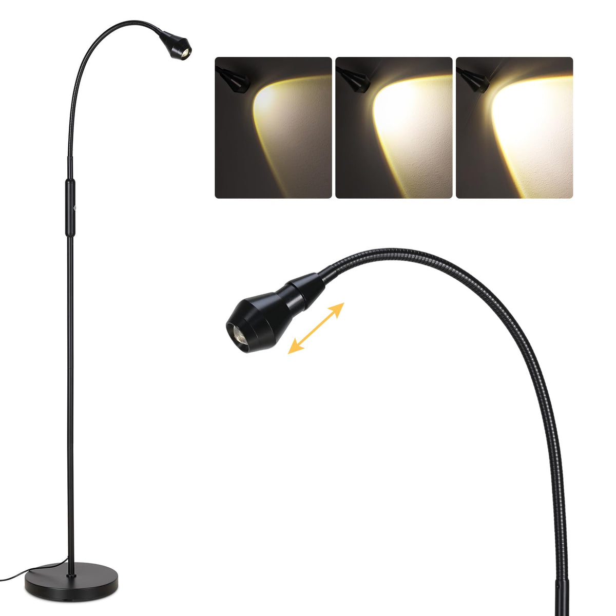 SUNMORY adjustable LED floor lamp with wide beam for living room ambience and reading