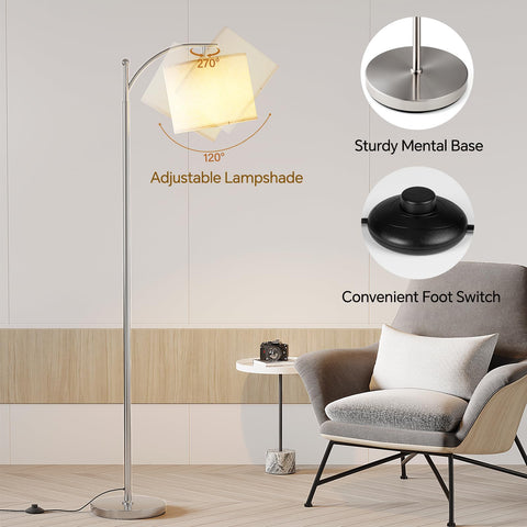 SUNMORY Arc Floor Lamp includes 9W LED bulb for instant ambiance control
