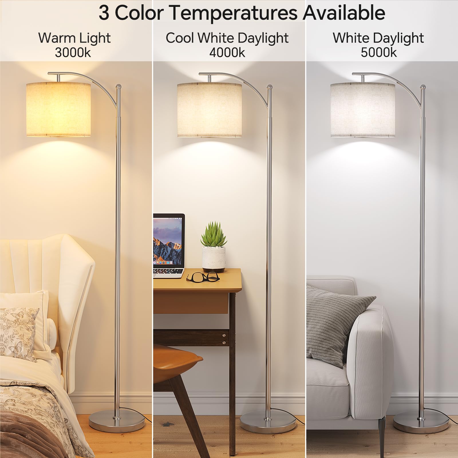 SUNMORY Arc Floor Lamp adjustable shade for precise reading light