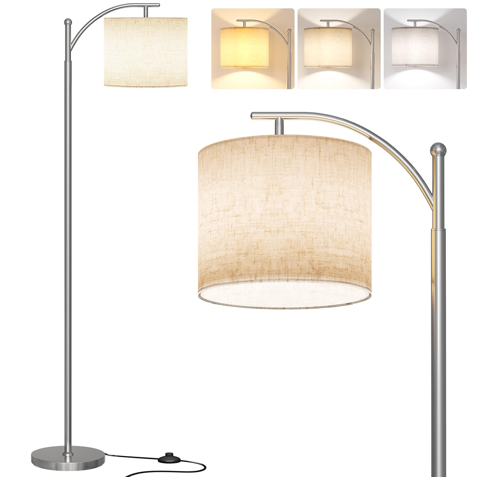 SUNMORY Arc Floor Lamp with a dramatic arc shape for cozy living room lighting