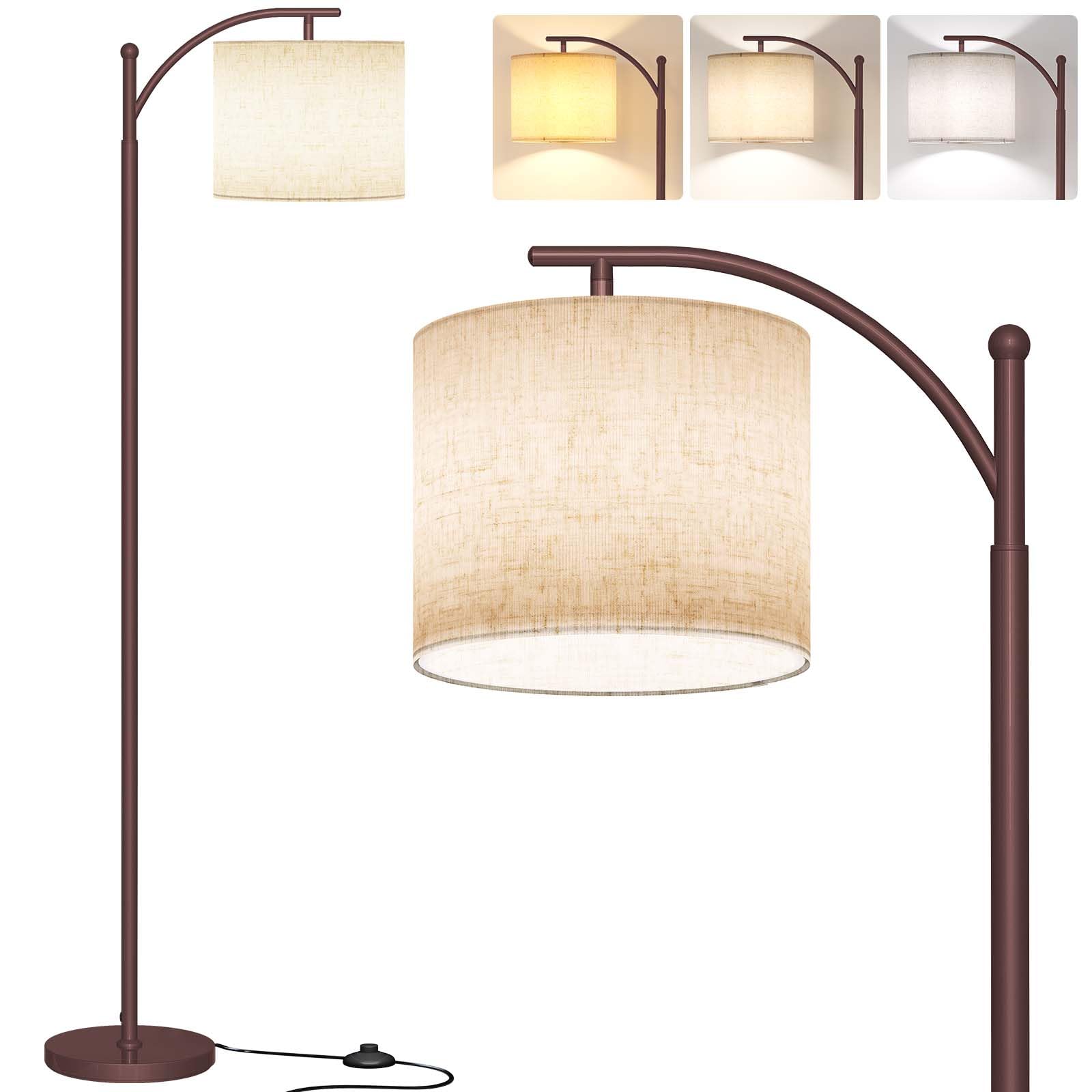 SUNMORY arc floor lamp with curved stand adds ambient light to living room
