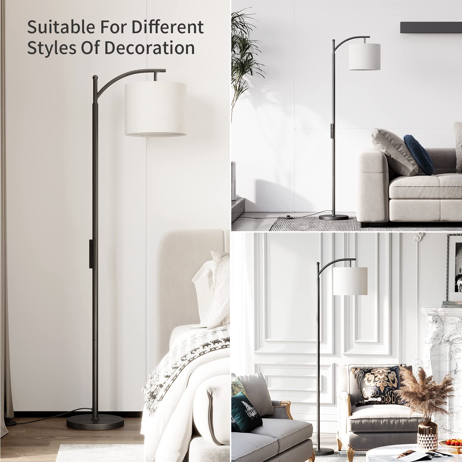 Foot switch enables hands-free control on SUNMORY Arc Floor Lamp.