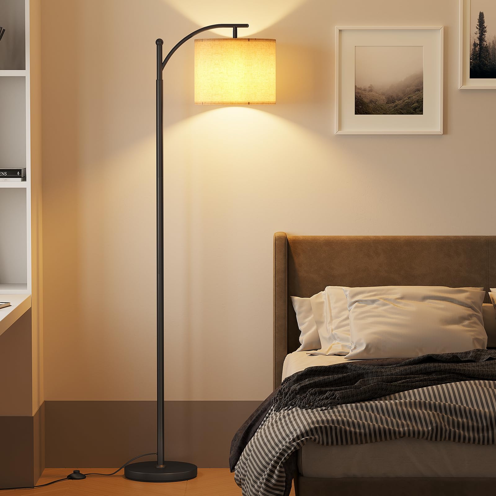 SUNMORY Arc Floor Lamp heavy base ensuring minimal wobble in busy rooms.