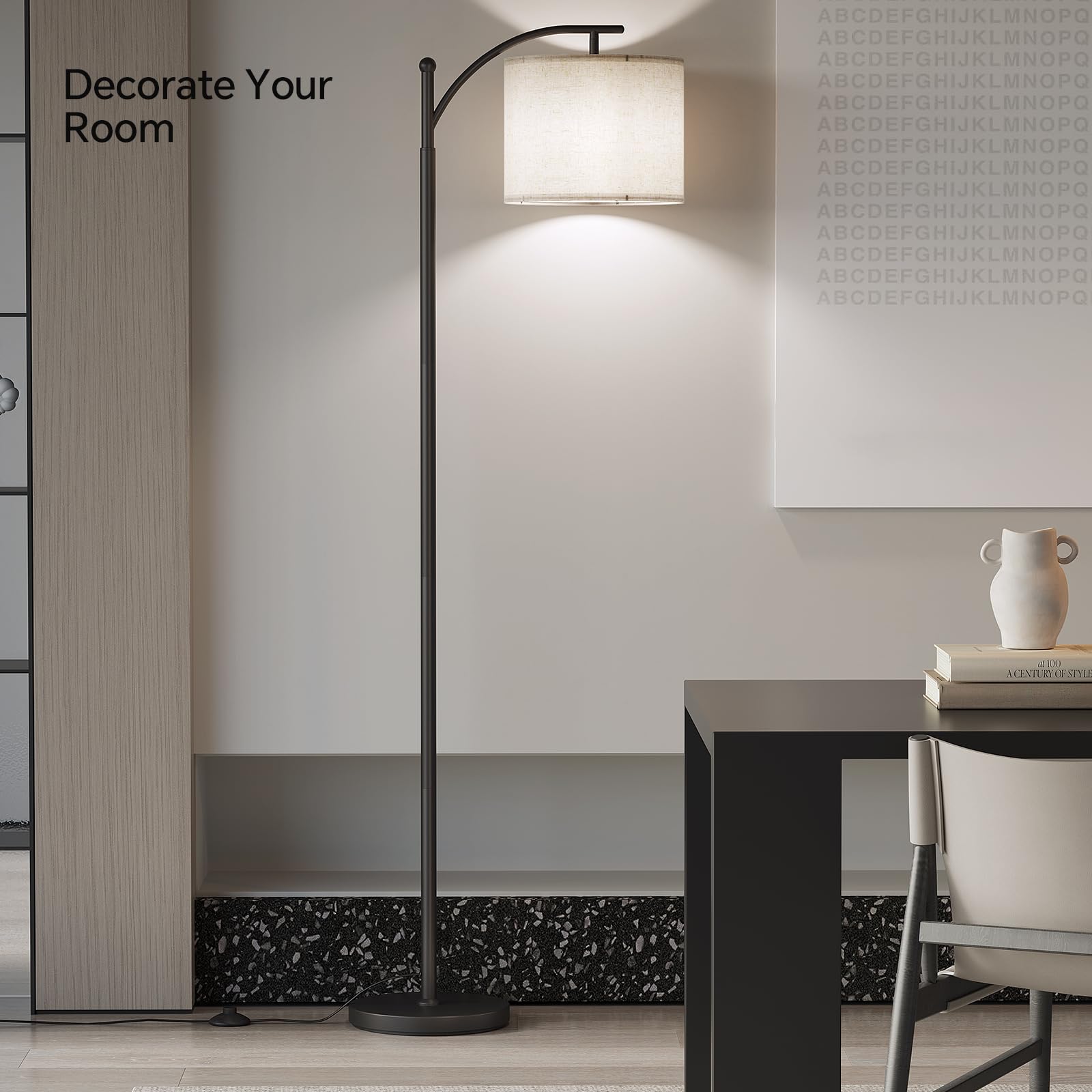 SUNMORY Arc Floor Lamp living room setup ready for reading or ambiance.