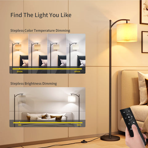SUNMORY Arc Floor Lamp remote control for effortless lighting from across the room.