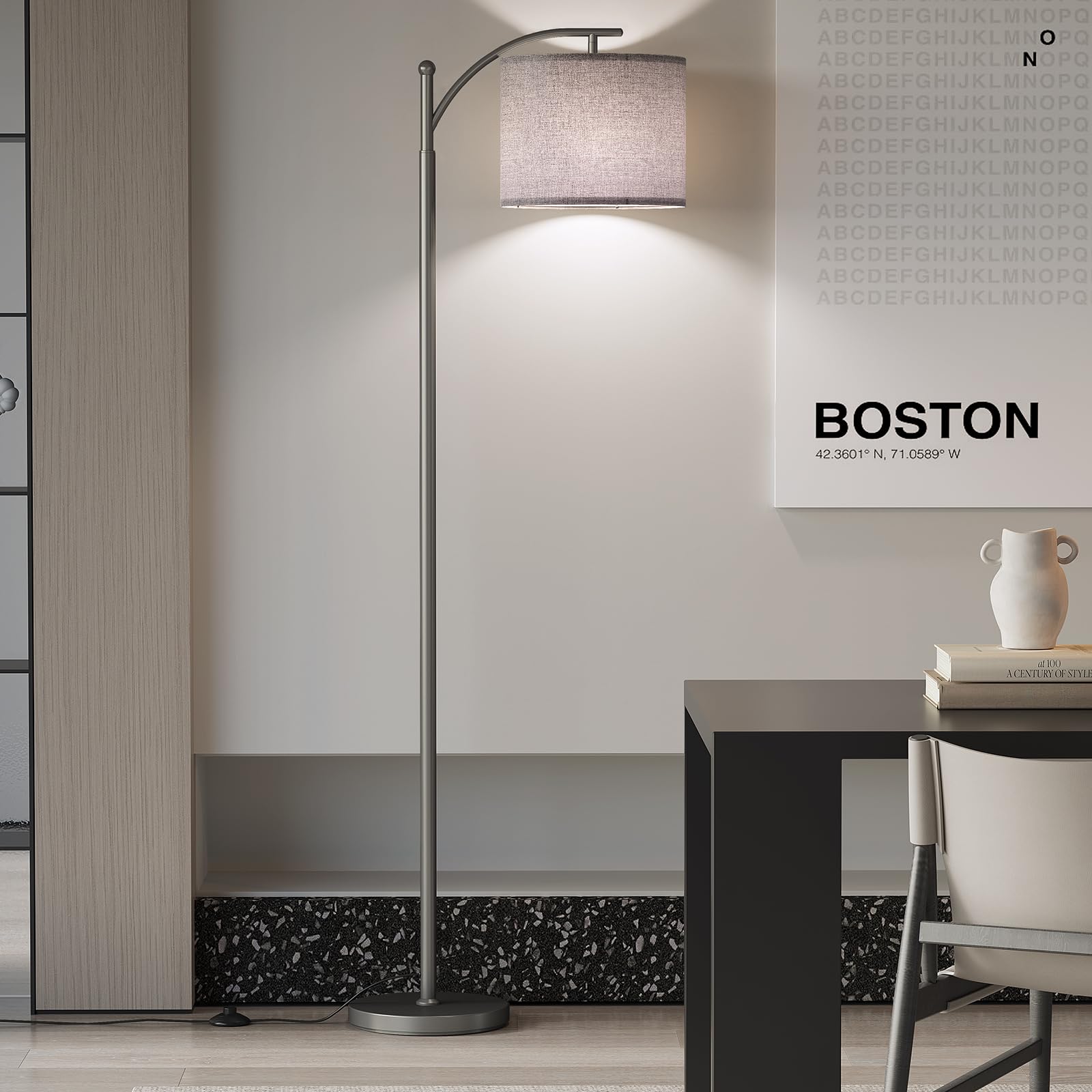 SUNMORY arc floor lamp rotatable head directs light precisely.