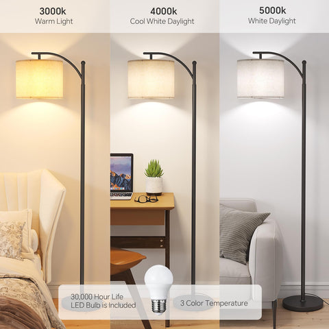 SUNMORY Arc Floor Lamp shade shown with adjustable angle for focused lighting.