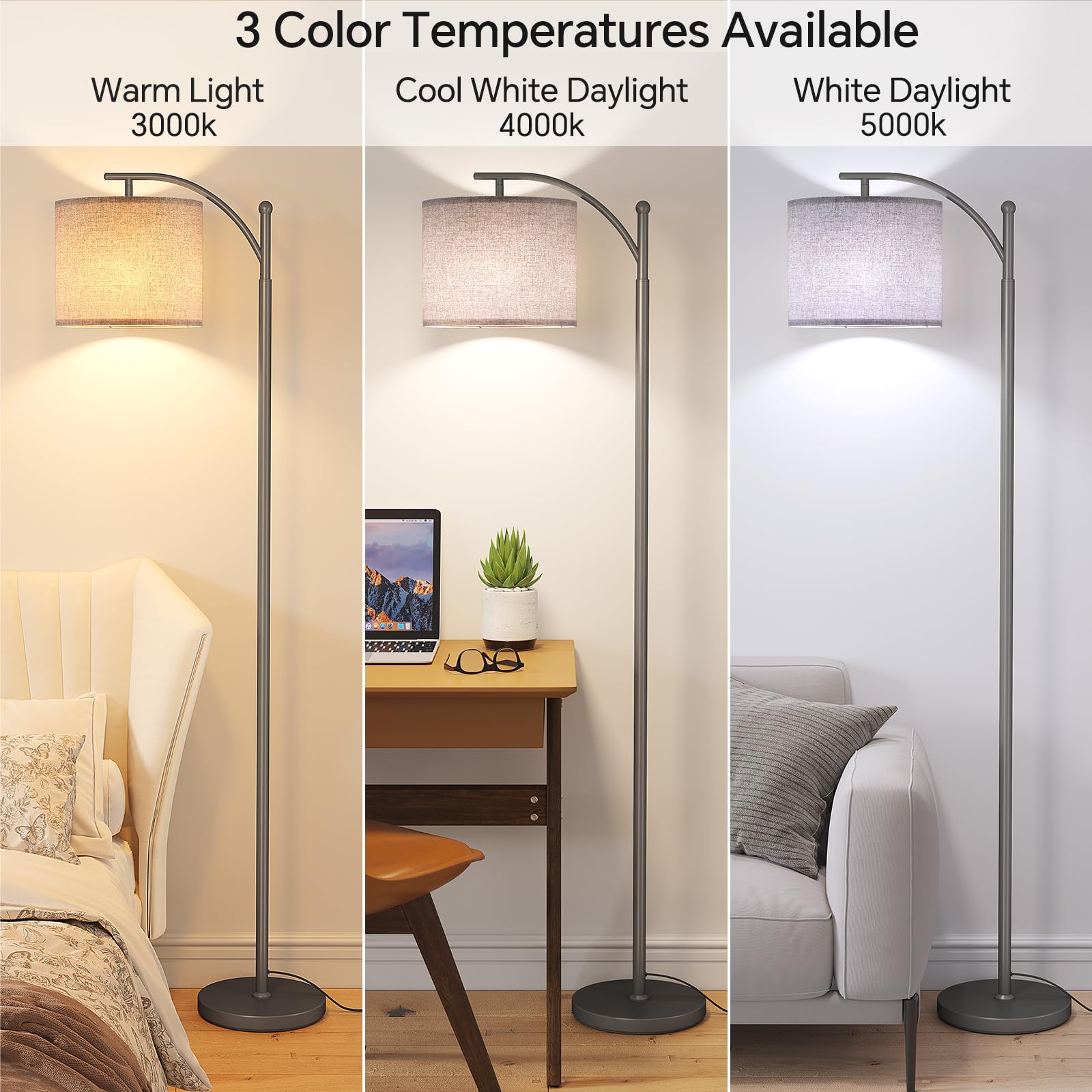 SUNMORY arc floor lamp tilt shade highlights adjustable lighting for reading.