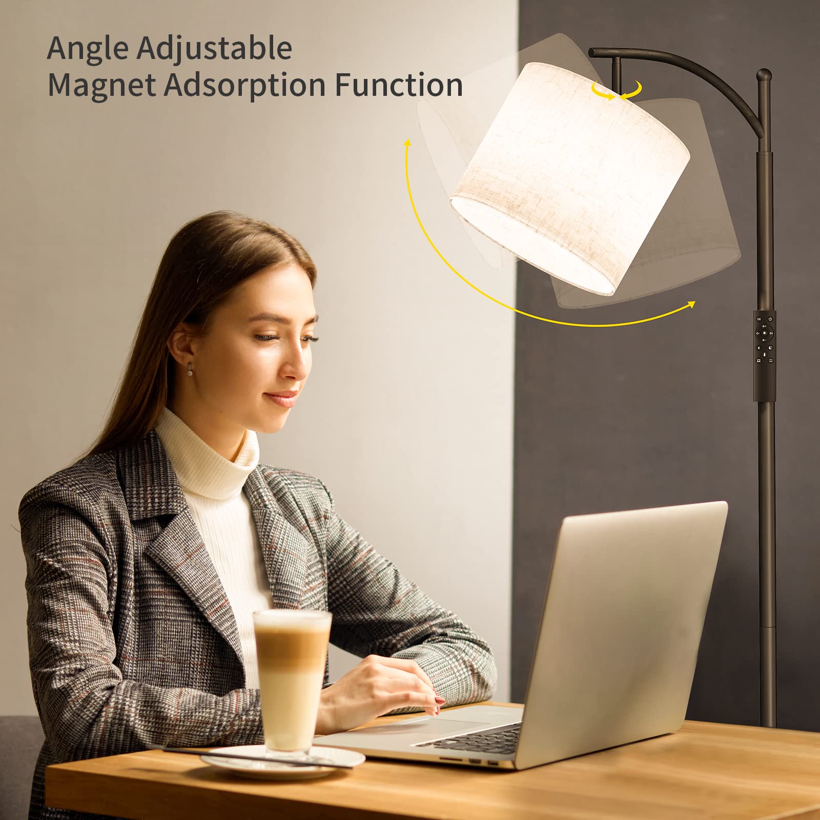 Rotating SUNMORY Arc Floor Lamp lampshade allows precise light direction.