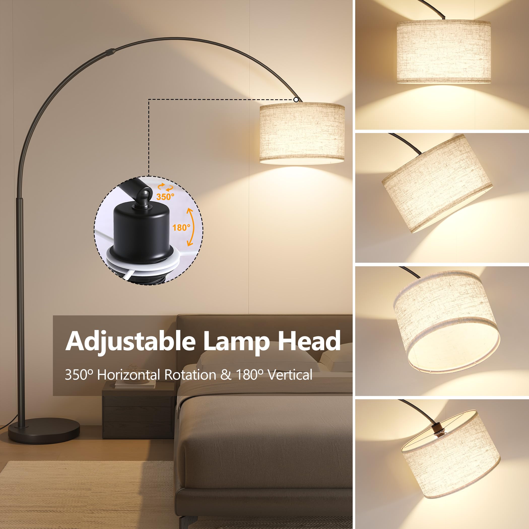 SUNMORY arc-lamp arm extends up to 12.6 inches for positioning over seating