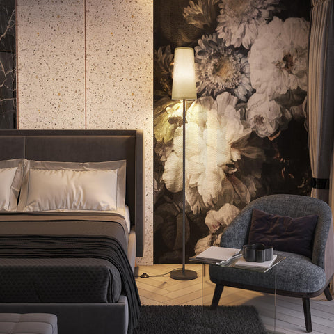 SUNMORY black and gray lampshade complements modern decor.