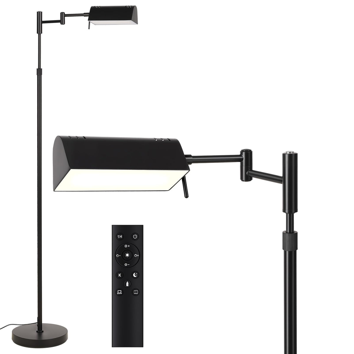 SUNMORY dimmable LED pharmacy floor lamp, front view for reading and crafting.