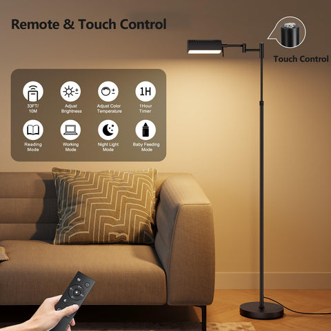 SUNMORY lamp height adjustable from 48 to 57 inches for desks or beds.