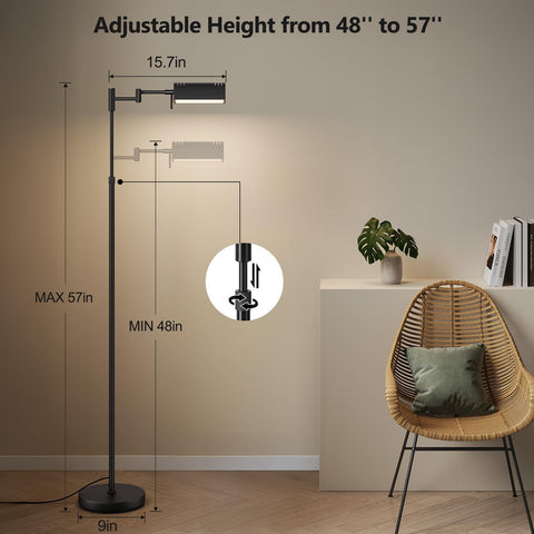 Swivel head of SUNMORY lamp reduces glare for focused task lighting.