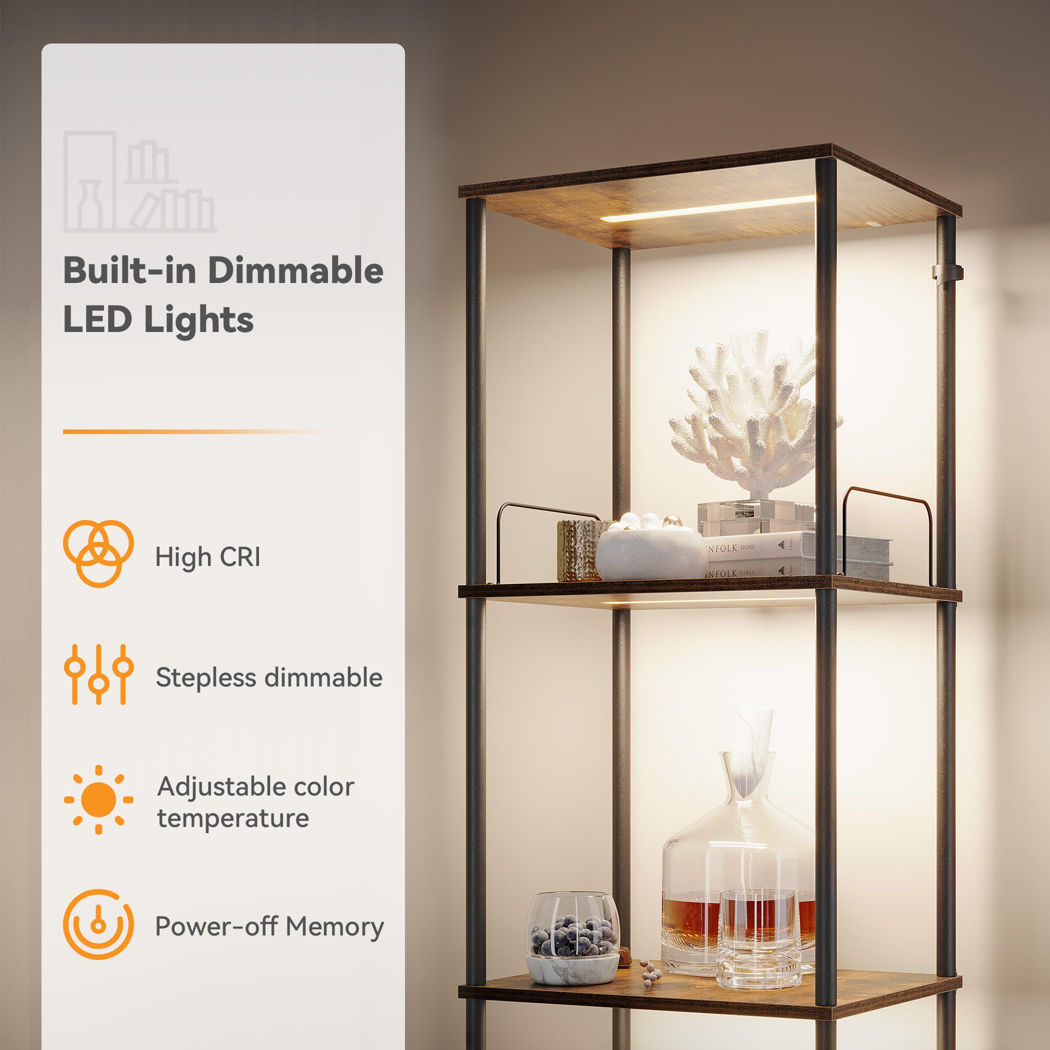 SUNMORY display shelf close-up bulbs reveal warm color temperature options for mood lighting