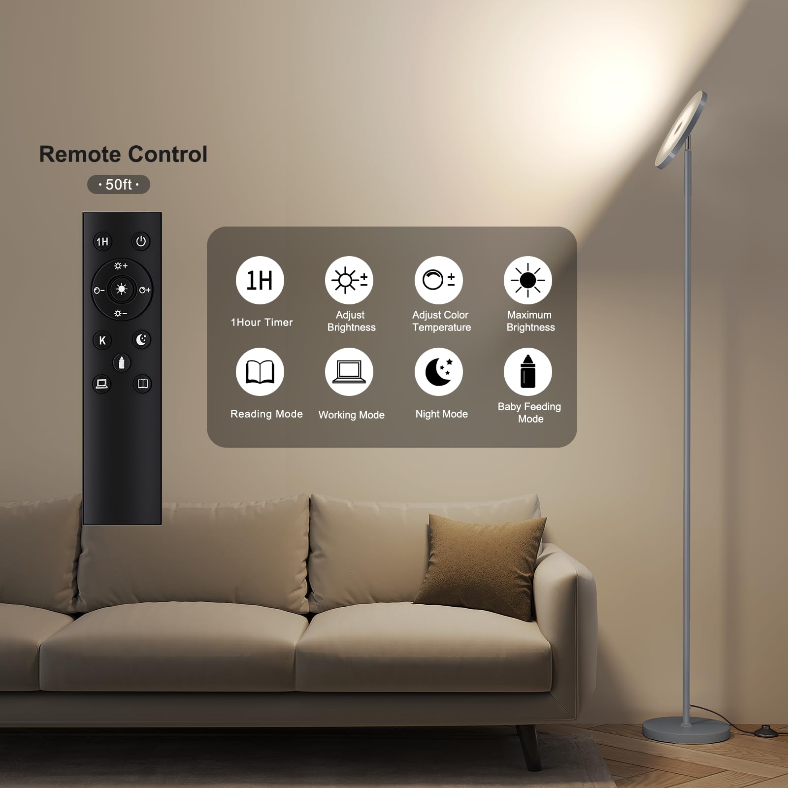 SUNMORY 69-inch tall floor lamp adds height and ambience to living spaces