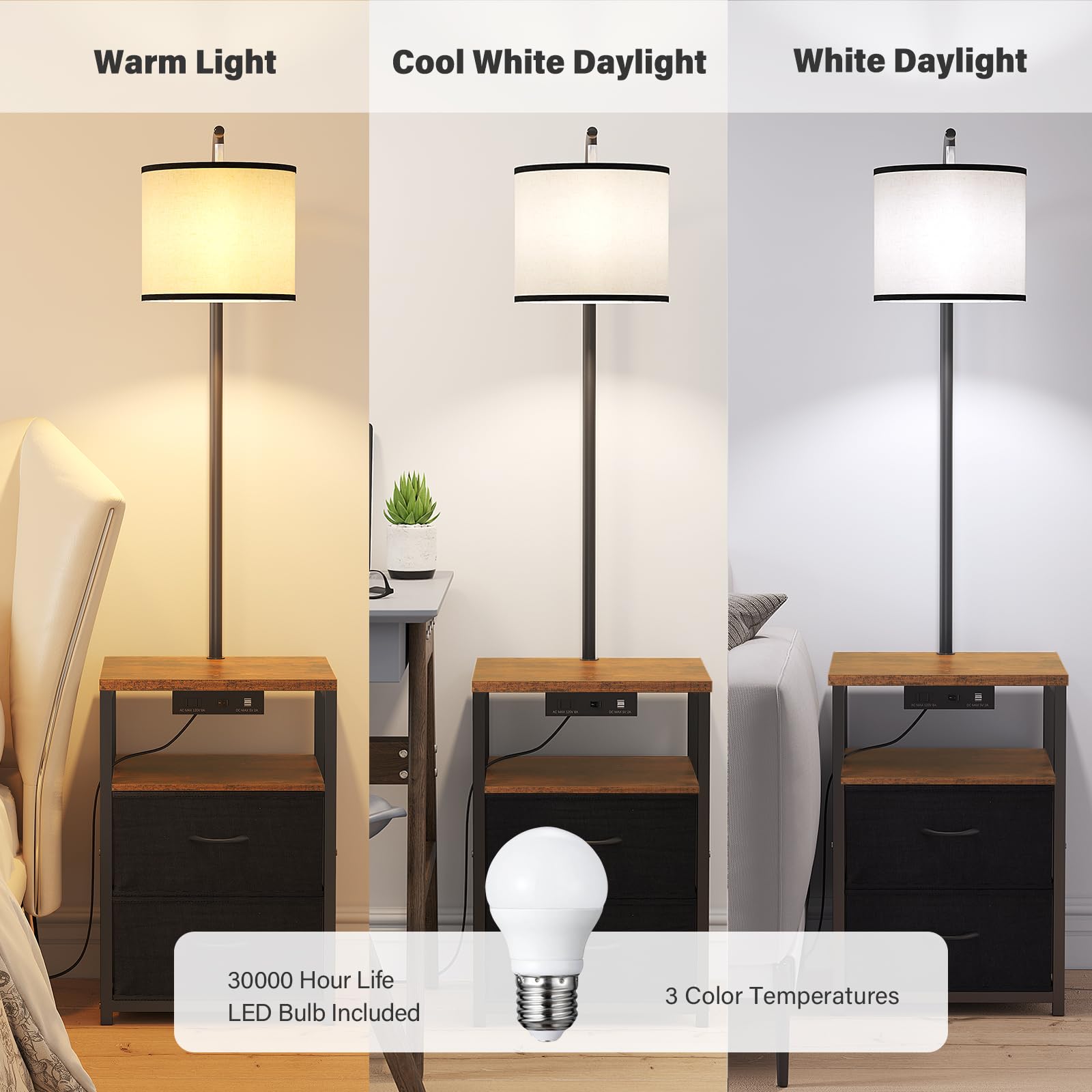 SUNMORY warm lighting setting creates a cozy mood beside bed or sofa.