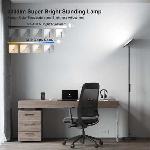 SUNMORY floor lamp dimmable brightness enabling versatile mood and task lighting.