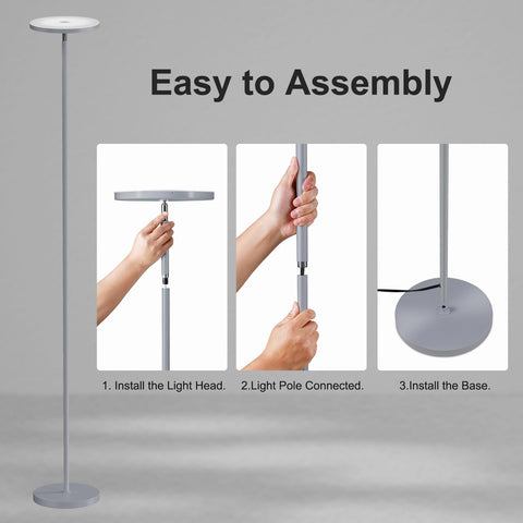 SUNMORY quick assembly floor lamp with clear guide and minimal setup time