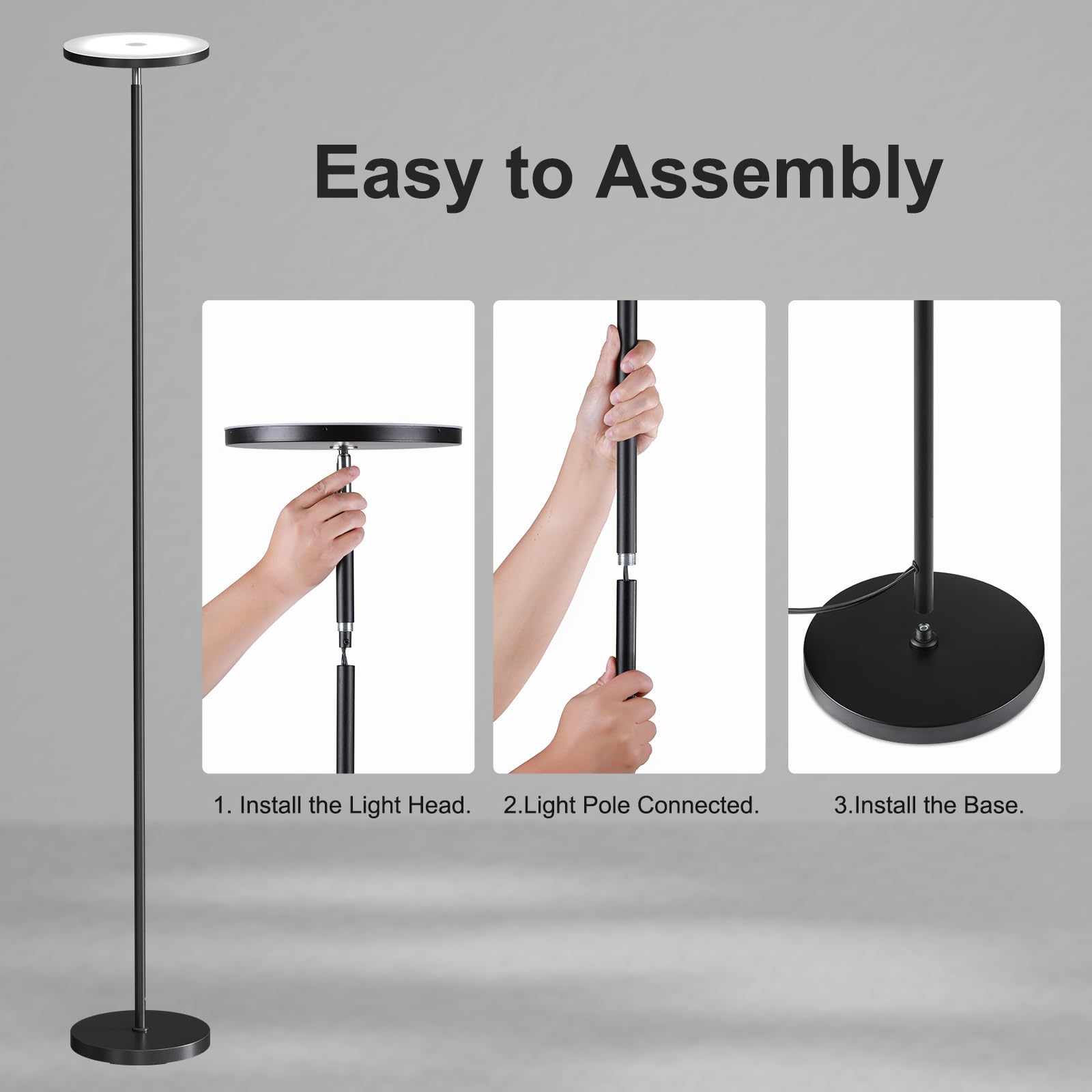 SUNMORY floor lamp easy assembly gets you lights up quickly.