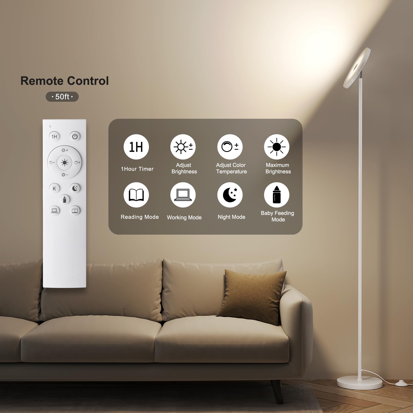SUNMORY floor lamp heavy base ensures stable tall lighting