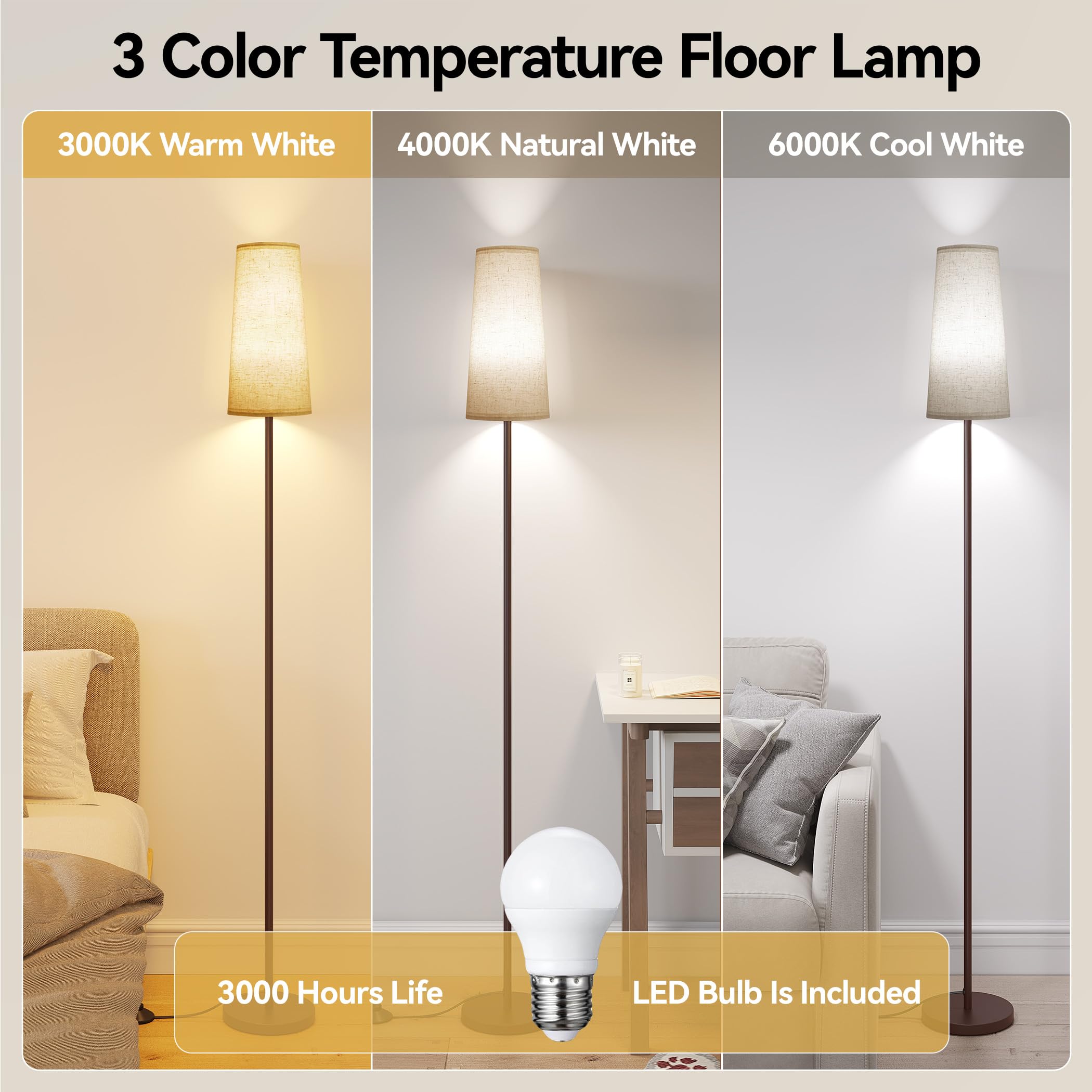 SUNMORY floor lamp with LED bulb delivers comfortable light for reading.