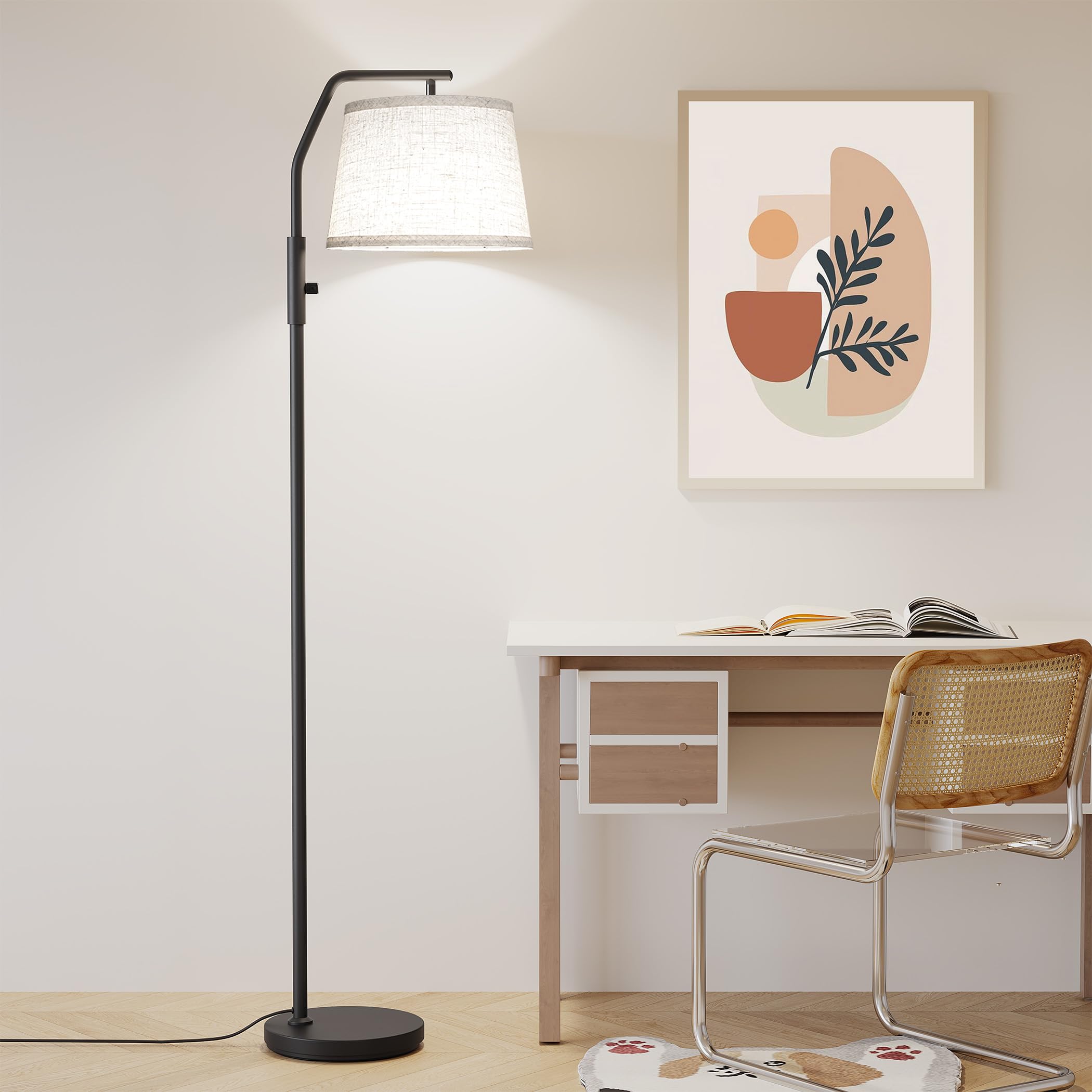 SUNMORY living room setup with tall arc lamp showcased.
