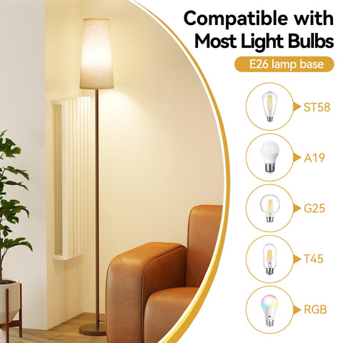 SUNMORY floor lamp long power cord supports flexible placement in corners.