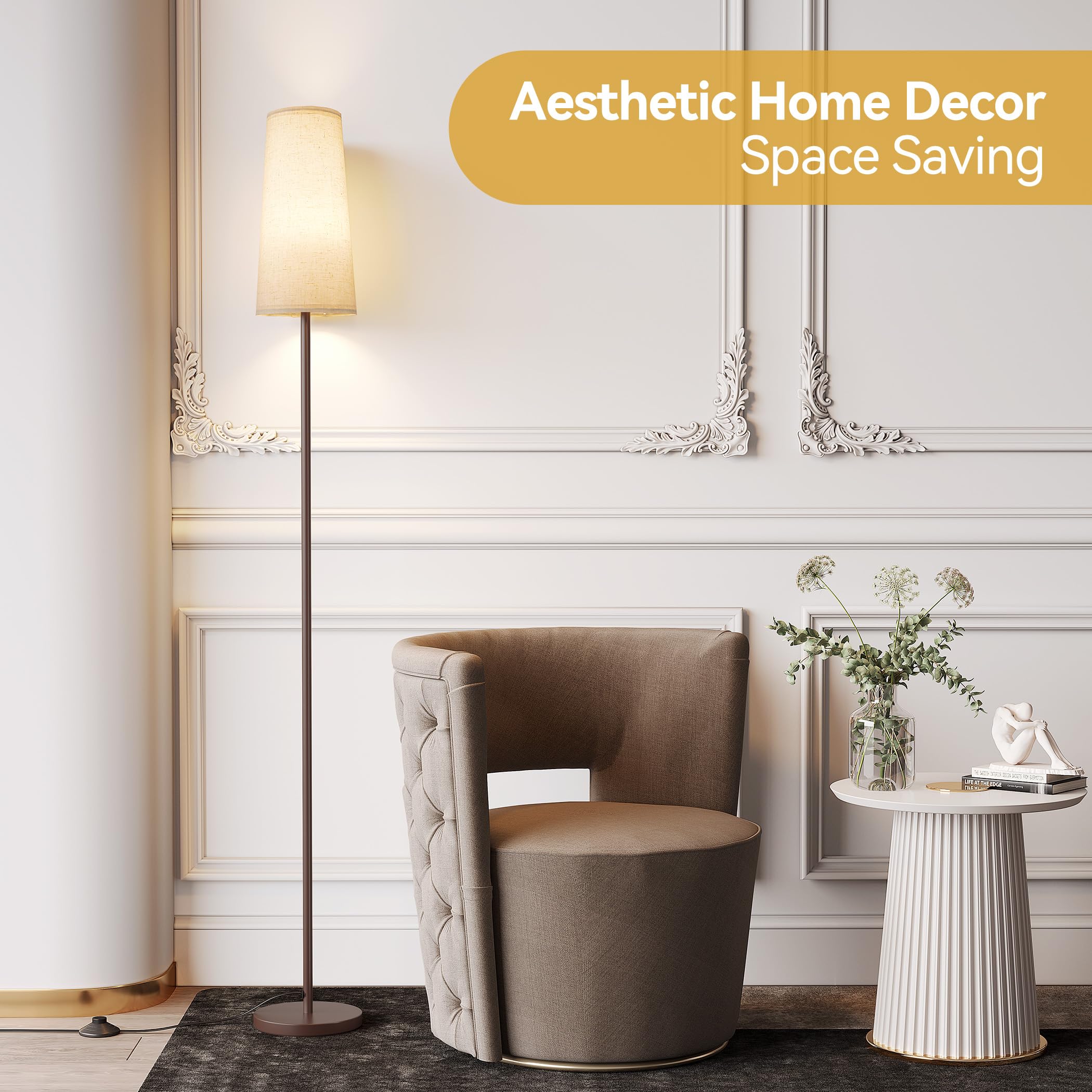 SUNMORY floor lamp premium shade creates soft, cozy lighting throughout evenings.