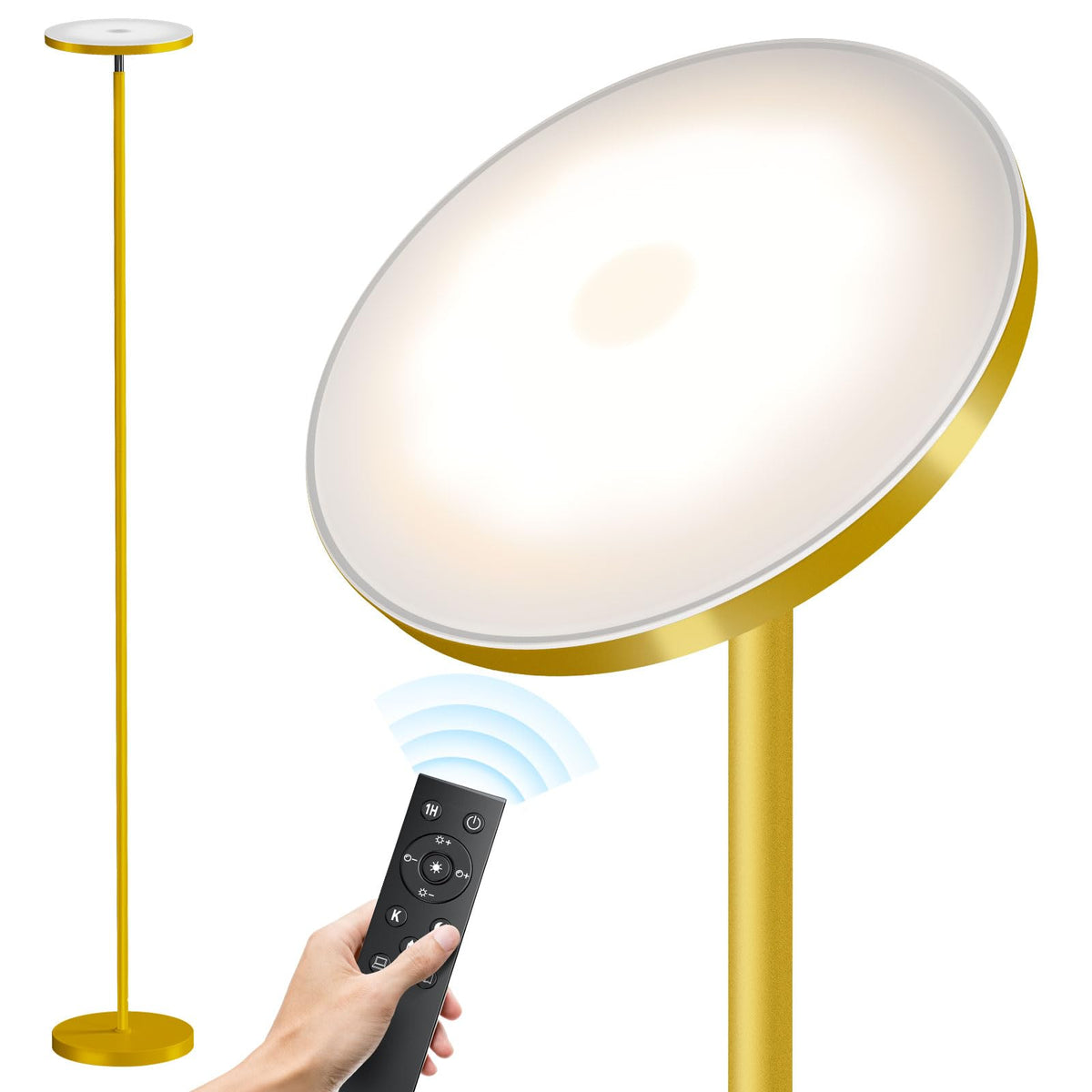 SUNMORY floor lamp with remote control for easy brightness and mode changes.