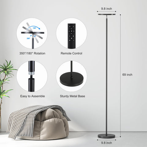 SUNMORY floor lamp rotatable head lets you aim light precisely.