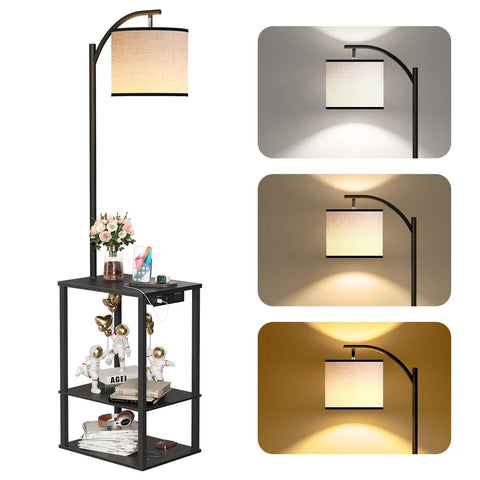 SUNMORY floor lamp with table offering ambient lighting and a convenient surface.