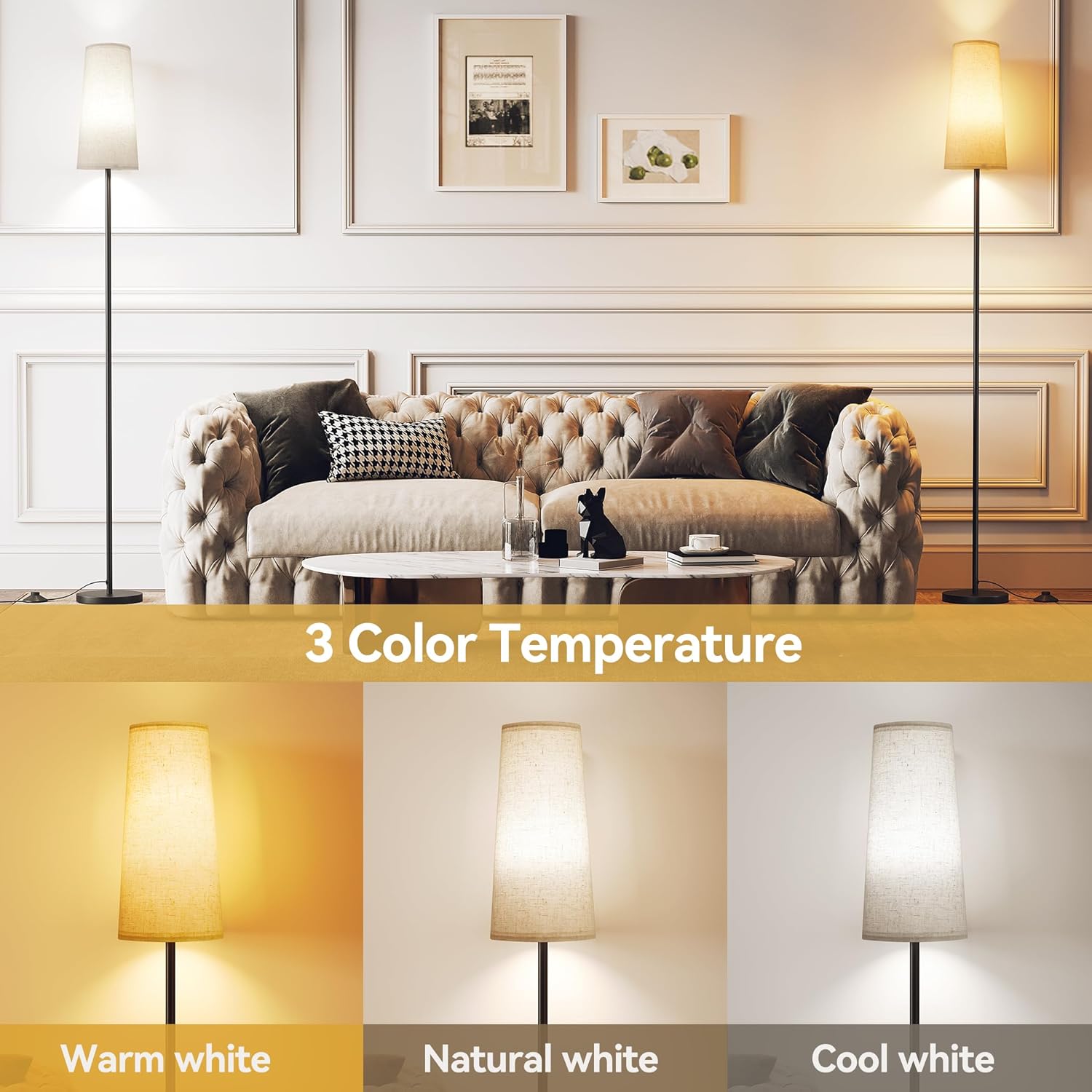SUNMORY floor lamp weighted base provides stability on any floor