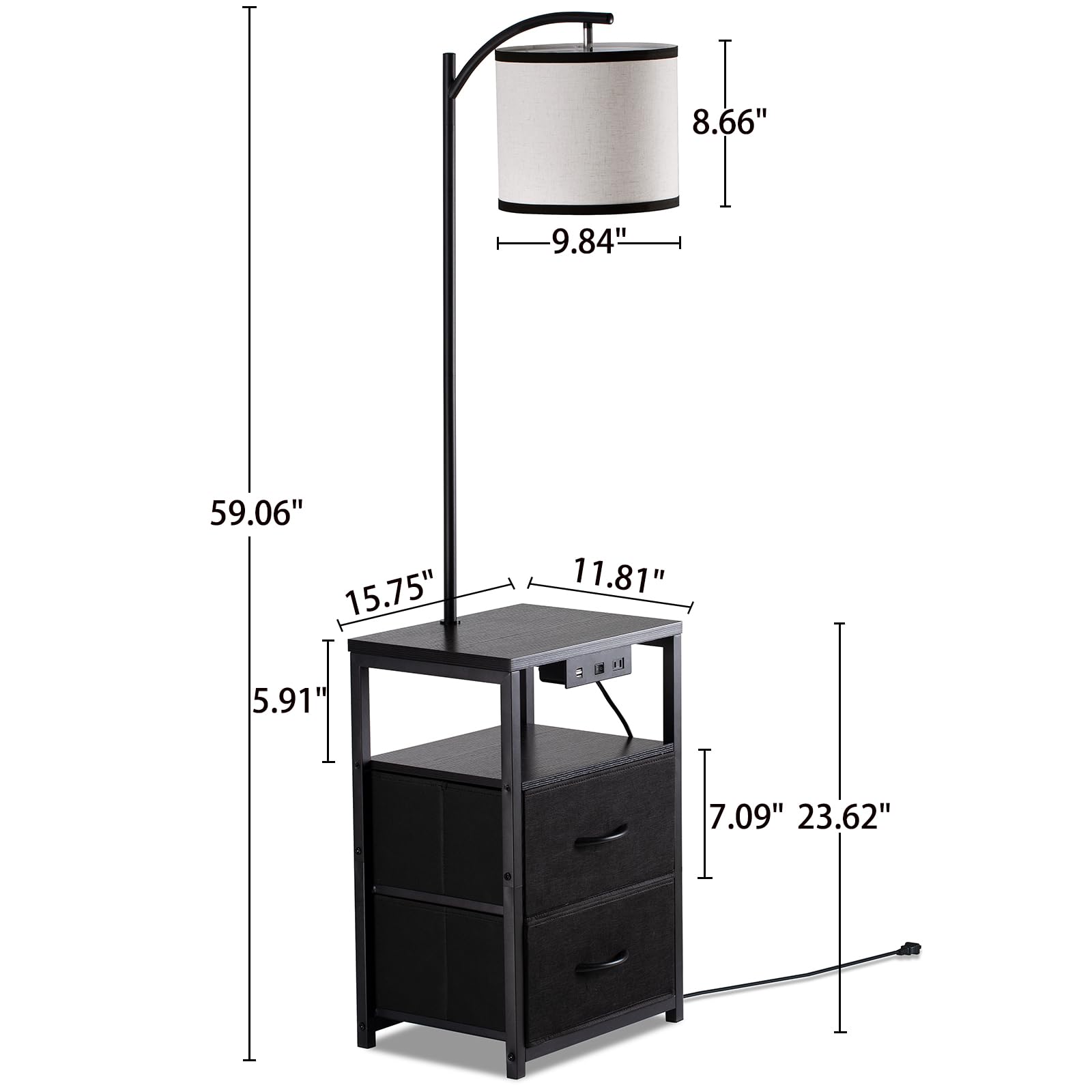 SUNMORY black finish floor lamp complements modern living rooms and home offices.
