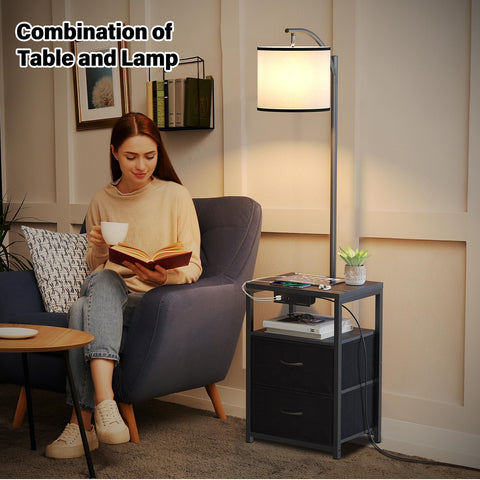 SUNMORY nightstand lamp setup beside sofa helps keep remotes and books within reach.