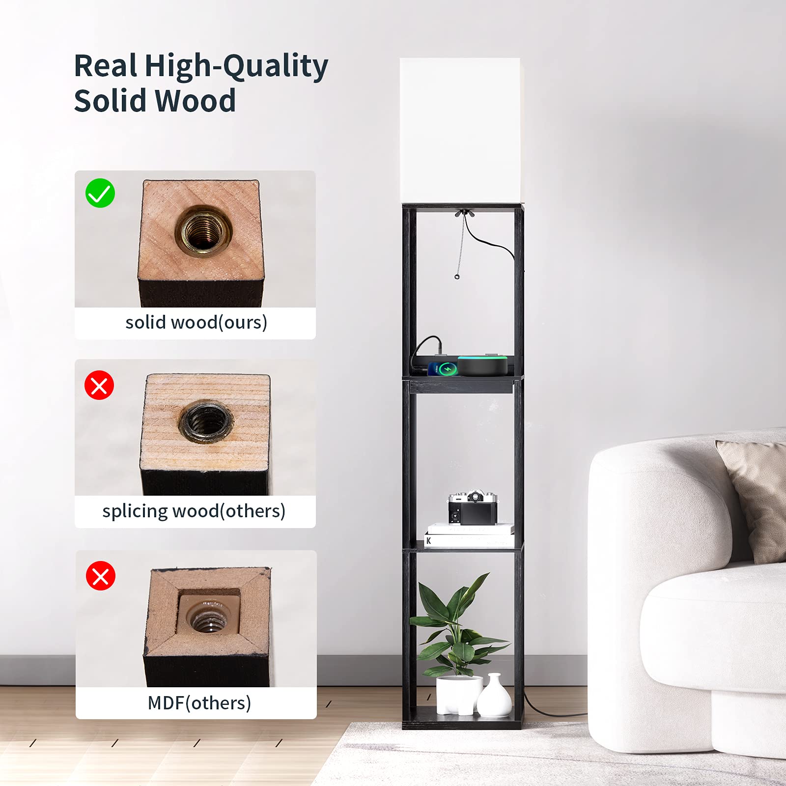 SUNMORY lamp showcases natural wood grain for a refined home accent.