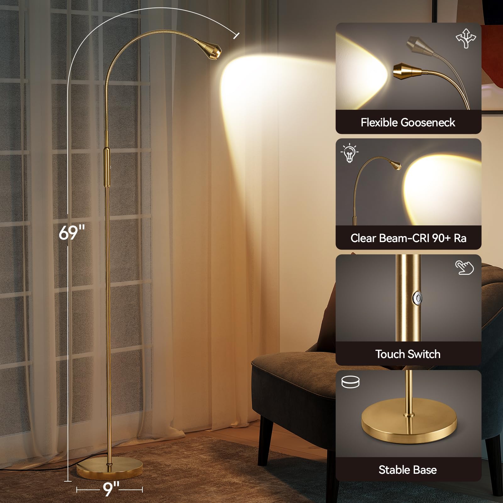 SUNMORY heavy-base lamp provides stable lighting in busy rooms